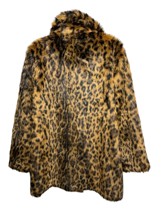 J Crew Size L Brown & Black Faux Fur Acrylic Cheetah Buttons Collar Coat Brown & Black / L