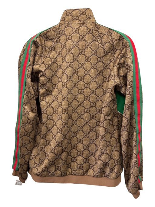 Gucci Size M Tan & Green Print Synthetic Guccissima Track Zip Up Men's Jacket Tan & Green Print / M