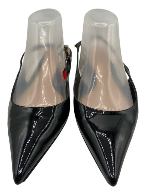 Gucci Shoe Size 39.5 Black Patent Leather Gold Tone Hardware Logo Detail Mules Black / 39.5