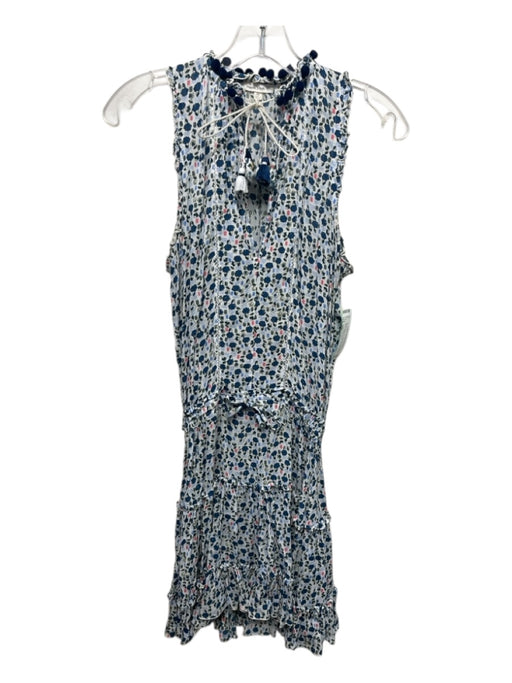 Poupette St. Barth Size XS White, Blue, Pink Viscose Sleeveless Floral Dress White, Blue, Pink / XS
