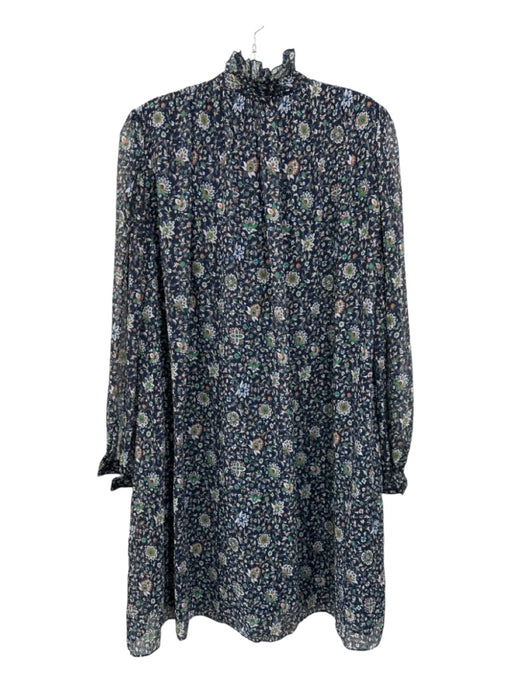 Tory Burch Size 2 Navy Blue, Green, Orange Polyester Long Sleeve Dress Navy Blue, Green, Orange / 2