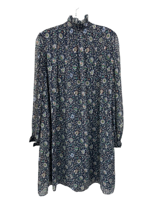 Tory Burch Size 2 Navy Blue, Green, Orange Polyester Long Sleeve Dress Navy Blue, Green, Orange / 2