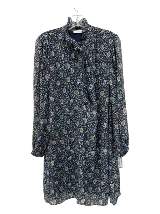 Tory Burch Size 2 Navy Blue, Green, Orange Polyester Long Sleeve Dress Navy Blue, Green, Orange / 2