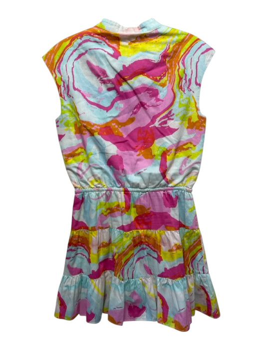 La Roque Size S Pink, Blue, Yellow Cotton Sleeveless Abstract Print Mini Dress Pink, Blue, Yellow / S