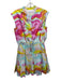 La Roque Size S Pink, Blue, Yellow Cotton Sleeveless Abstract Print Mini Dress Pink, Blue, Yellow / S