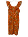 By Anthropologie Size Small Orange, Green, Pink Viscose Blend Floral Midi Dress Orange, Green, Pink / Small
