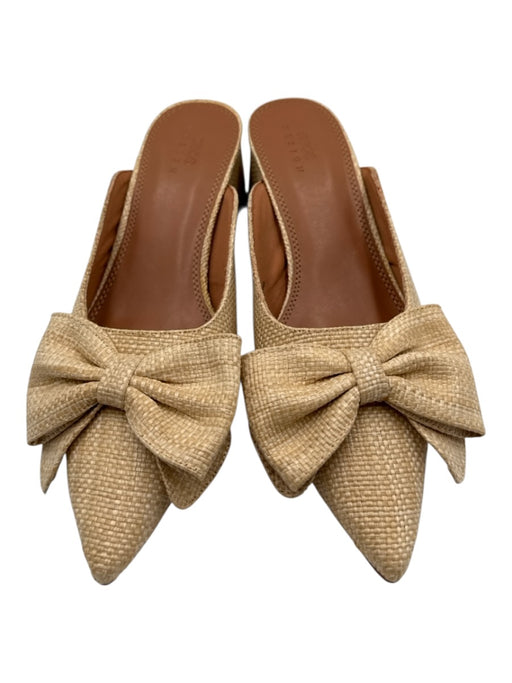 ASOS Design Shoe Size 8 Beige Pointed Toe Bow Detail Block Heel Mule Pumps Beige / 8