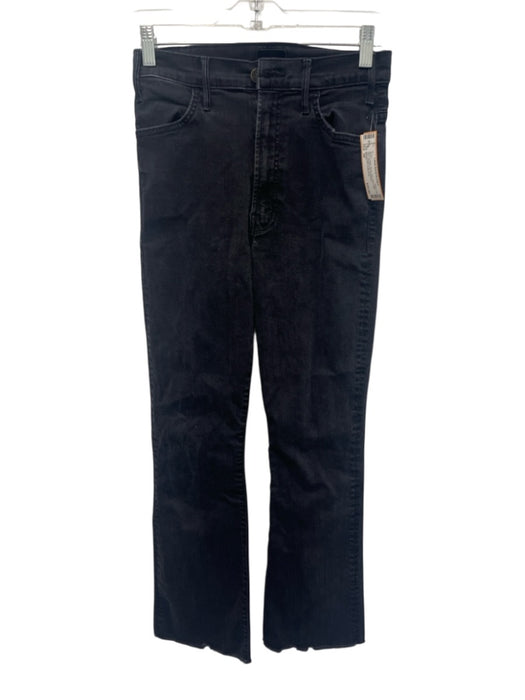 Mother Size 26 Black Cotton Denim Raw Hem High Rise Straight Leg Jeans Black / 26
