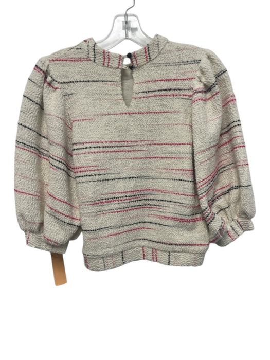 Hunter Bell Size S White, Black, Pink Cotton Blend 3/4 Sleeve Striped Tweed Top White, Black, Pink / S