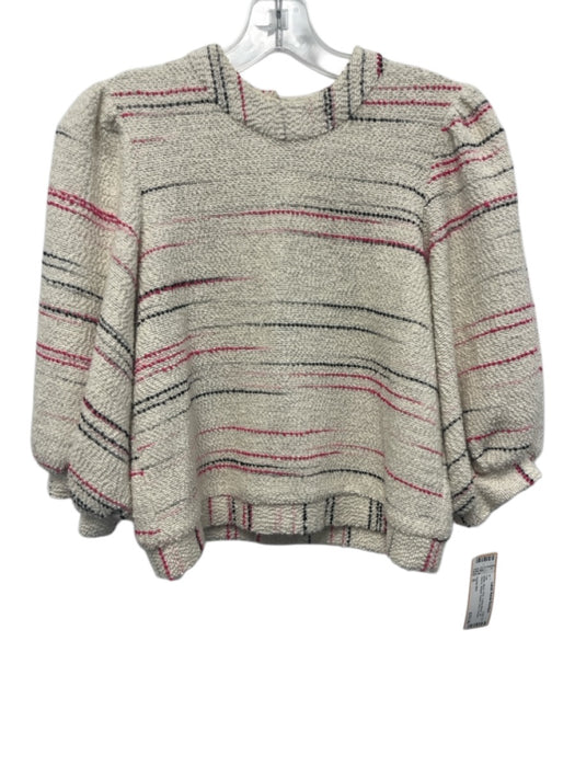 Hunter Bell Size S White, Black, Pink Cotton Blend 3/4 Sleeve Striped Tweed Top White, Black, Pink / S