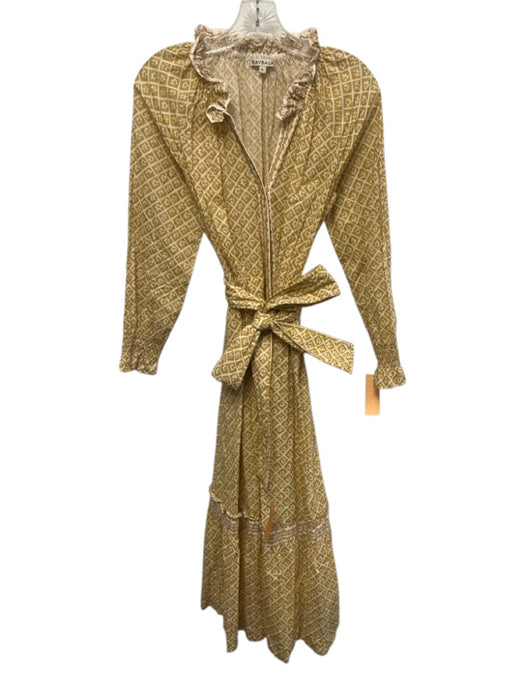 Baybala Size S Yellow & White Cotton Long Sleeve Floral Pattern Button Up Dress Yellow & White / S