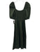 Pukatuka Size XS Dark Green Cotton 1/2 Balloon Sleeve Shirred Bodice Dress Dark Green / XS