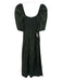 Pukatuka Size XS Dark Green Cotton 1/2 Balloon Sleeve Shirred Bodice Dress Dark Green / XS