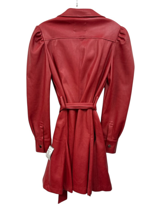 Dolce Cabo Size XS Red PU Leather Long Sleeve Button Front Collared Dress Red / XS