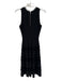 Milly Size P Black Rayon Blend Sleeveless Ribbed Knit Frayed Detail Dress Black / P