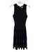 Milly Size P Black Rayon Blend Sleeveless Ribbed Knit Frayed Detail Dress Black / P