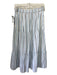 J Crew Size XS White & Blue Cotton Striped Tiered Drawstring Waist Midi Skirt White & Blue / XS