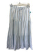 J Crew Size XS White & Blue Cotton Striped Tiered Drawstring Waist Midi Skirt White & Blue / XS