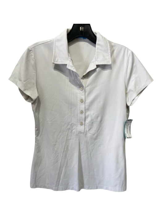 J Mclaughlin Size S White Nylon Blend Short Sleeve Collared 1/2 Button Top White / S