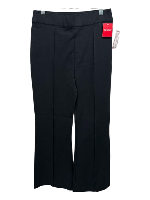 Spanx Size Large Black Rayon Blend Elastic Waist Flare Pintuck Pants Black / Large