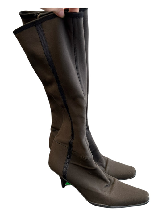 Prada Sport Shoe Size 37 Expresso Brown Neoprene Side Zip Square Toe Boots Expresso Brown / 37