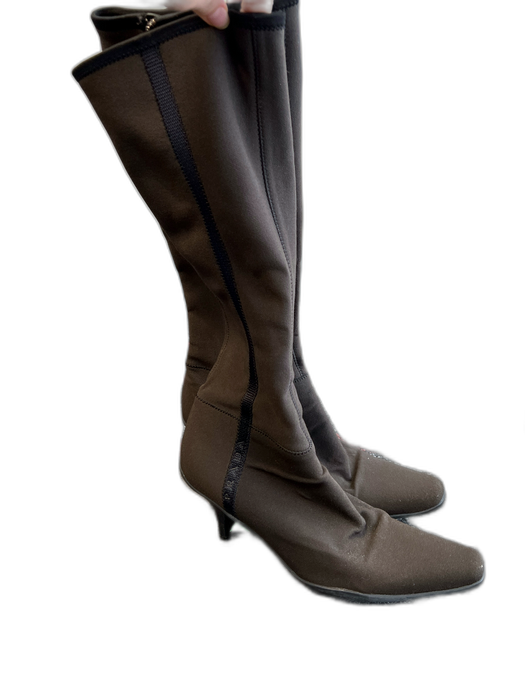 Prada Sport Shoe Size 37 Expresso Brown Neoprene Side Zip Square Toe Boots Expresso Brown / 37