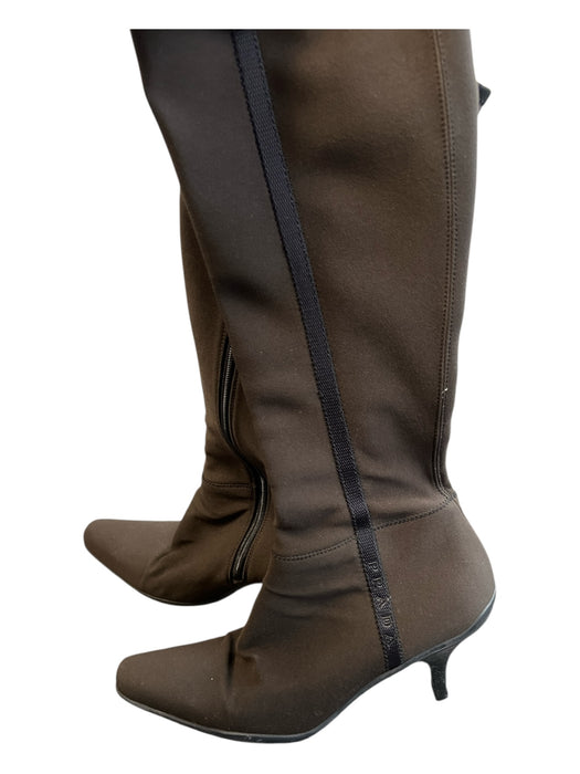 Prada Sport Shoe Size 37 Expresso Brown Neoprene Side Zip Square Toe Boots Expresso Brown / 37
