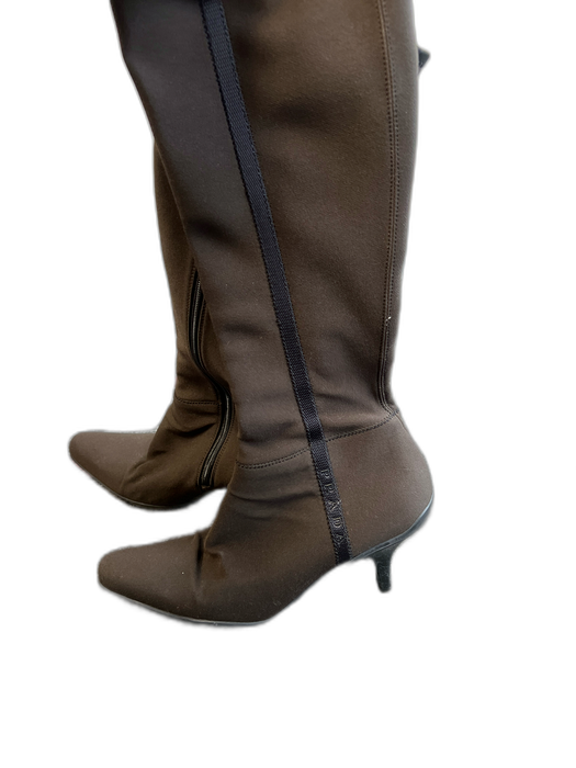 Prada Sport Shoe Size 37 Expresso Brown Neoprene Side Zip Square Toe Boots Expresso Brown / 37