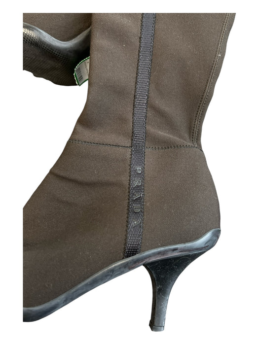Prada Sport Shoe Size 37 Expresso Brown Neoprene Side Zip Square Toe Boots Expresso Brown / 37