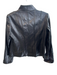 Lafayette 148 Size 14 Black Leather Stitch Detail Zip Up Whipstitch Jacket Black / 14