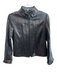 Lafayette 148 Size 14 Black Leather Stitch Detail Zip Up Whipstitch Jacket Black / 14