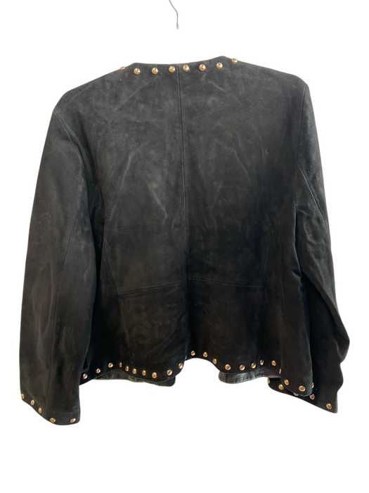 Kate Spade Size 14 Black Goat Suede Suede Stud Trim Front Pockets Jacket Black / 14