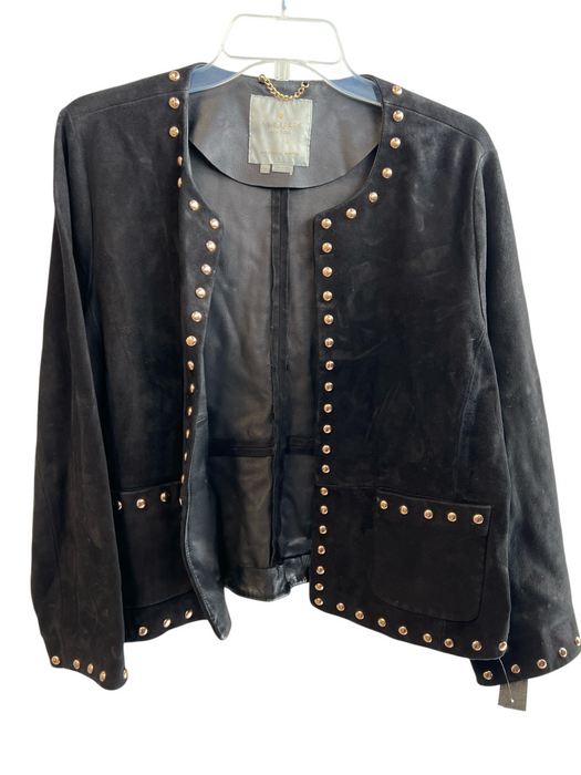 Kate Spade Size 14 Black Goat Suede Suede Stud Trim Front Pockets Jacket Black / 14