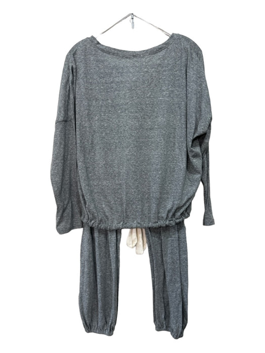 Eberjey Size M Gray Polyester Blend Heathered Drawstring Hem Long Sleeve Pajamas Gray / M