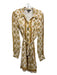 Paige Size M Cream & Yellow Print Silk Abstract Button Up Collar Dress Cream & Yellow Print / M