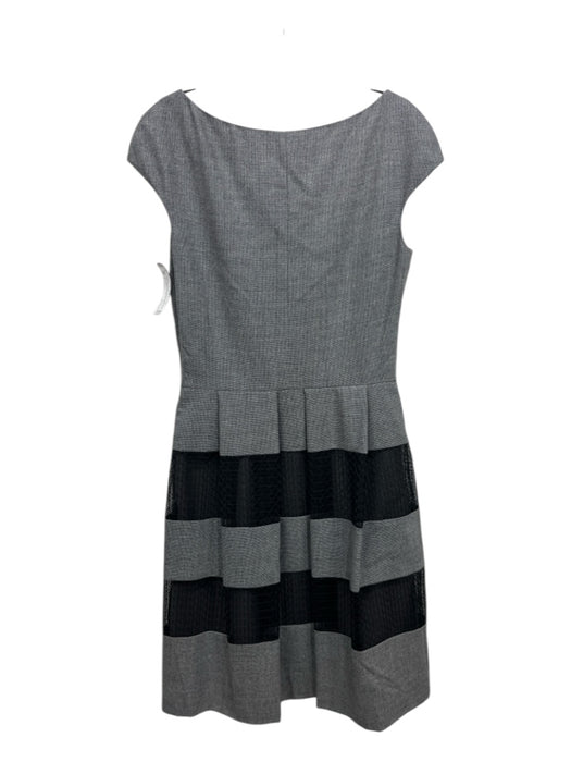 Lela Rose Size 8 Gray & Black Wool & Nylon Blend Boat Neck Sleeveless Dress Gray & Black / 8