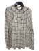 Tibi Size 6 Taupe & Gray Cotton Boxy Fit Plaid Long Sleeve V Neck Top Taupe & Gray / 6