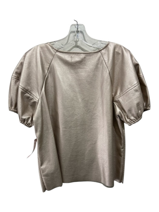 Velvet by Graham & Spencer Size Medium Rose Gold PU leather Short Sleeve Top Rose Gold / Medium