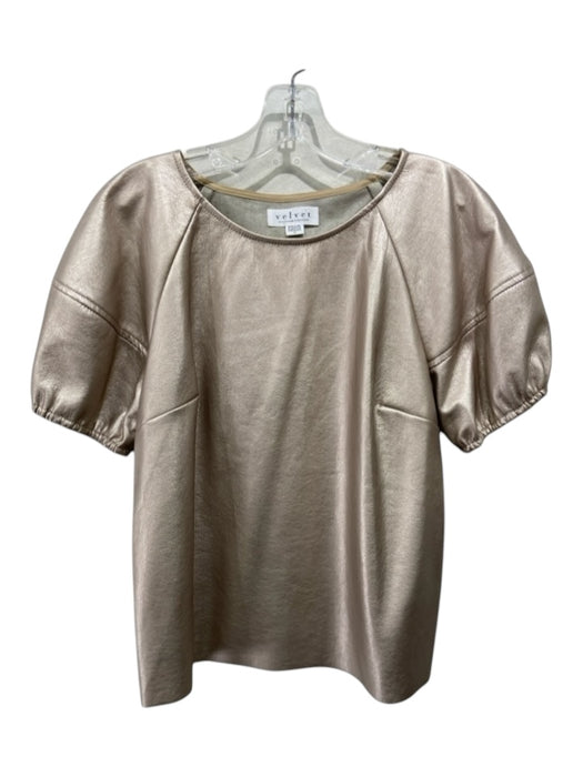 Velvet by Graham & Spencer Size Medium Rose Gold PU leather Short Sleeve Top Rose Gold / Medium