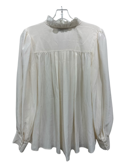 Sea New York Size 6 Cream White Silk Long Sleeve Ruffle Button Front Top Cream White / 6