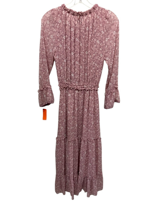 Misa Size S Mauve Pink Polyester 3/4 Bell Sleeve Floral Print Maxi Dress Mauve Pink / S