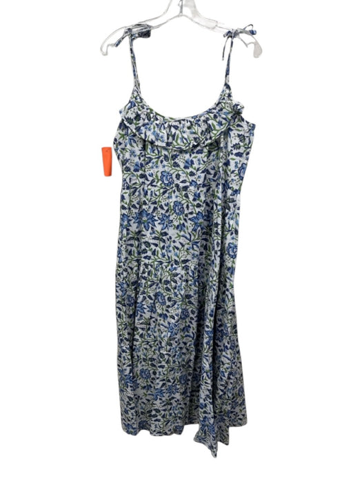 Mille Resort & Travel Size S Blue, Green, White Cotton Spaghetti Strap Dress Blue, Green, White / S
