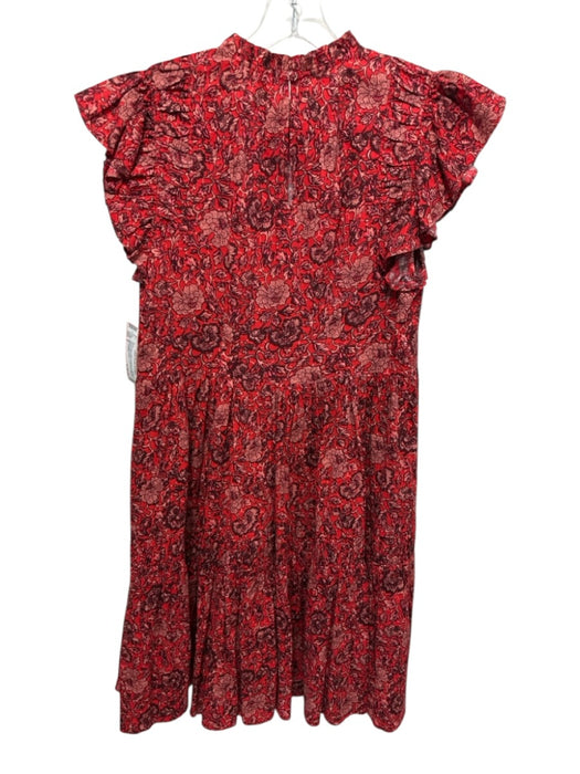 Ulla Johnson Size 6 Red & Multi Cotton & Rayon Ruffle Cap Sleeve Dress Red & Multi / 6