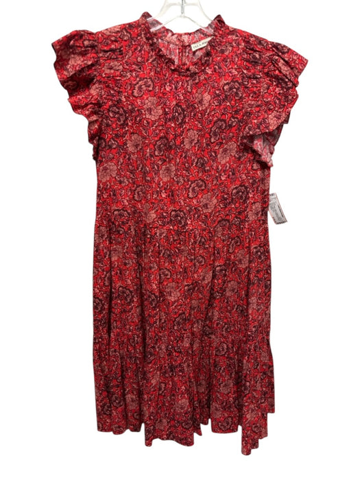 Ulla Johnson Size 6 Red & Multi Cotton & Rayon Ruffle Cap Sleeve Dress Red & Multi / 6