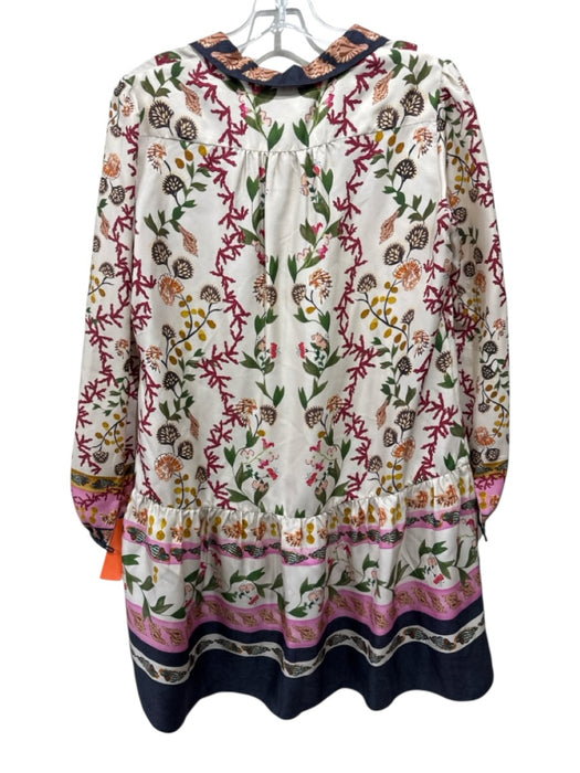 Saloni Size 4 Red, Green, Cream Silk Long puff sleeve Aquatic Collar Dress Red, Green, Cream / 4