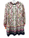 Saloni Size 4 Red, Green, Cream Silk Long puff sleeve Aquatic Collar Dress Red, Green, Cream / 4