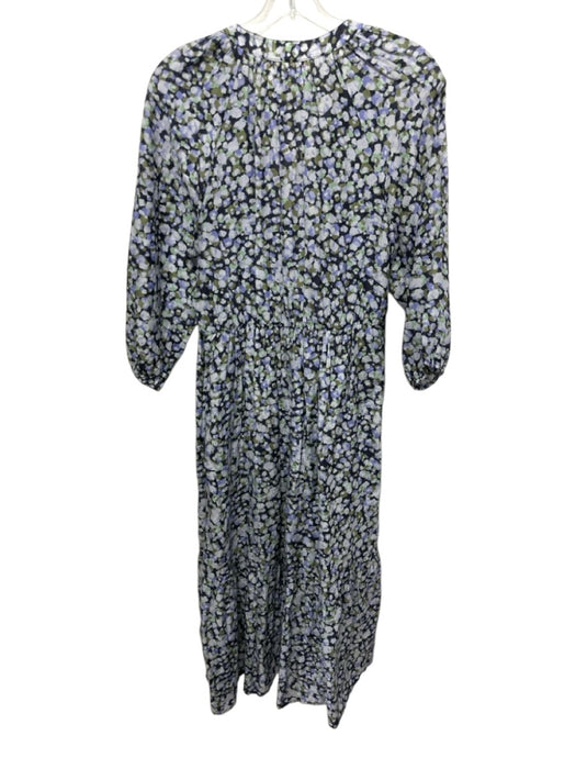 XiRENA Size S Green, Purple, Blue Cotton 1/2 Puff Sleeve Abstract Print Dress Green, Purple, Blue / S