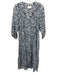 XiRENA Size S Green, Purple, Blue Cotton 1/2 Puff Sleeve Abstract Print Dress Green, Purple, Blue / S