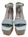 Veronica Beard Shoe Size 7.5 Light Blue & Beige Denim Ankle Buckle Sandal Wedges Light Blue & Beige / 7.5