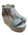 Veronica Beard Shoe Size 7.5 Light Blue & Beige Denim Ankle Buckle Sandal Wedges Light Blue & Beige / 7.5